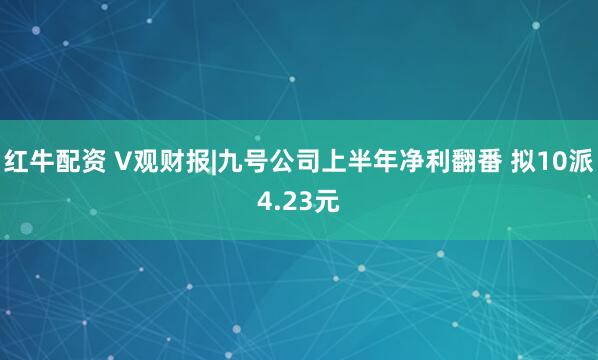 红牛配资 V观财报|九号公司上半年净利翻番 拟10派4.23元