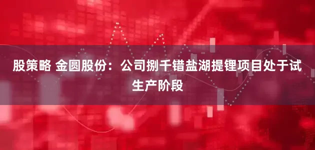 股策略 金圆股份:公司捌千错盐湖提锂项目处于试生产阶段