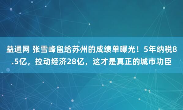 益通网 张雪峰留给苏州的成绩单曝光！5年纳税8.5亿，拉动经济28亿，这才是真正的城市功臣
